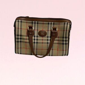Burberry Beige and Brown Checkered Bag